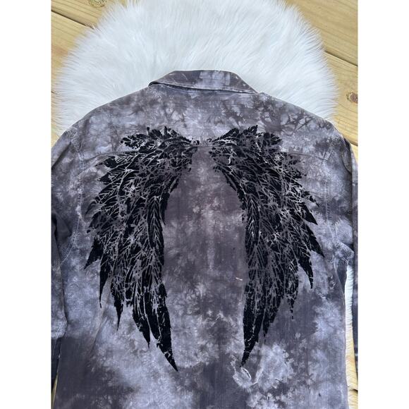 Vintage Y2K Black Winged Grunge Route 66 Button Shirt - Picture 5 of 7